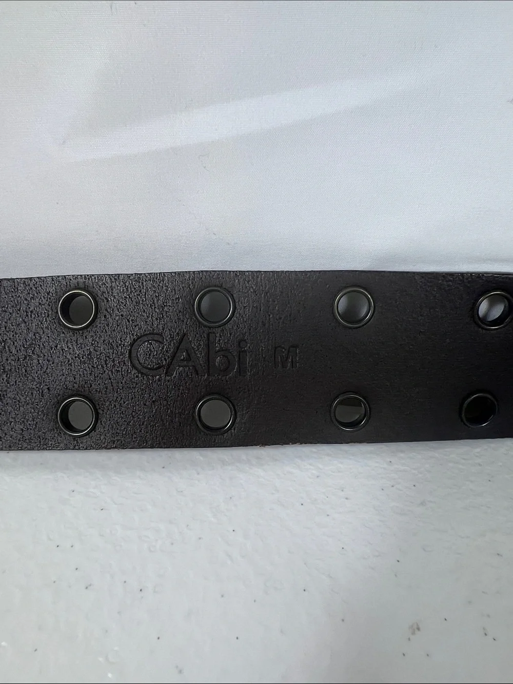 Cabi Sz M Leather Belt Brown Double Grommets Stone/Bead Buckle Vintage